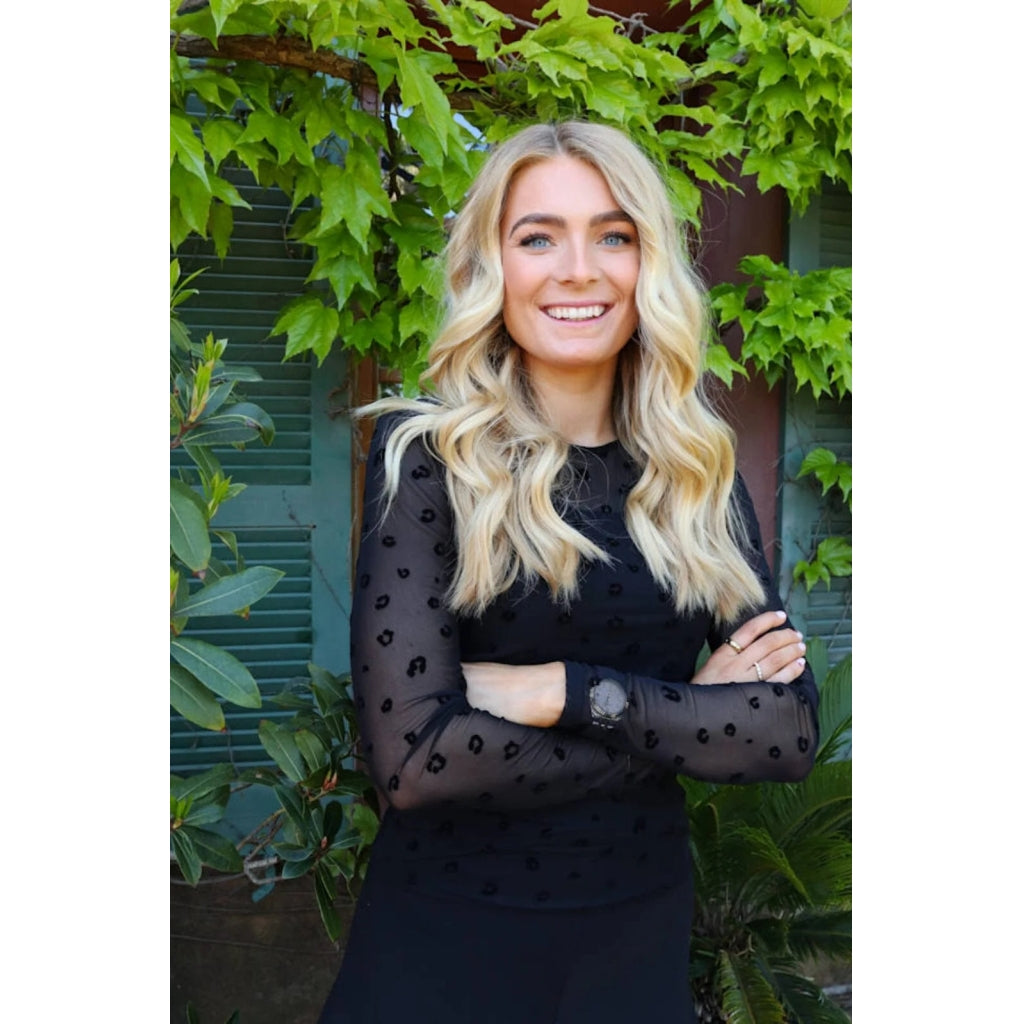 LIBERTÃ dame bluse MESH - Black flock leo